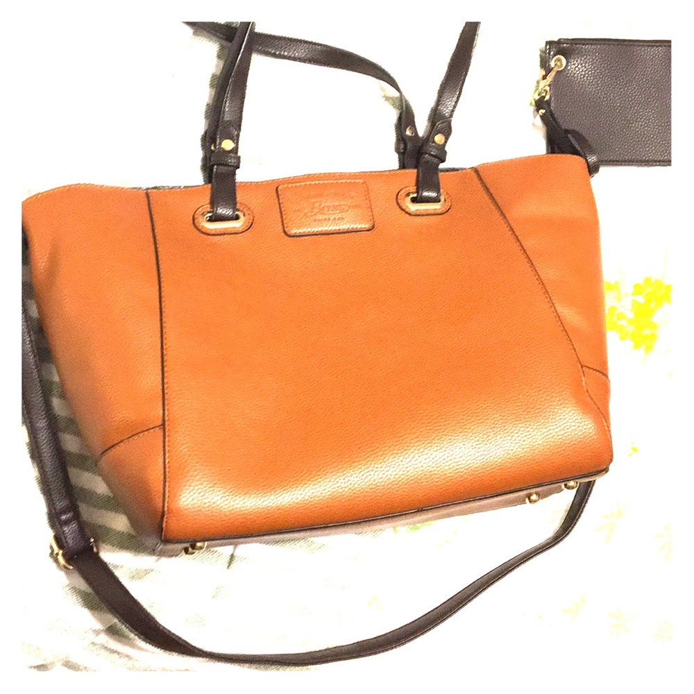 Brown cross body and shoulder satchel purse